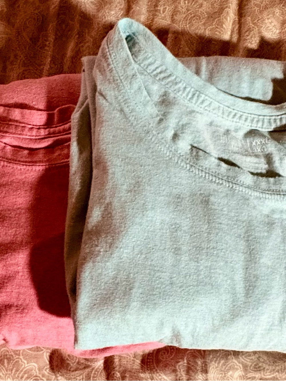 Time and Tru Two-Pack Long Sleeve Tees in Pink and Pale Green XXXL